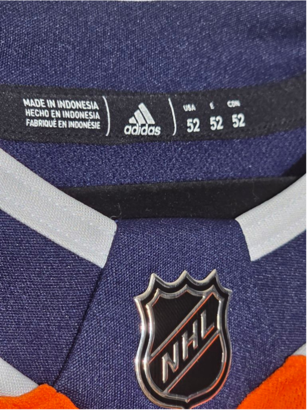 Men's Adidas Edmonton Oilers McDavid #97 Jersey XL Orange Navy Blue - Picture 8 of 8